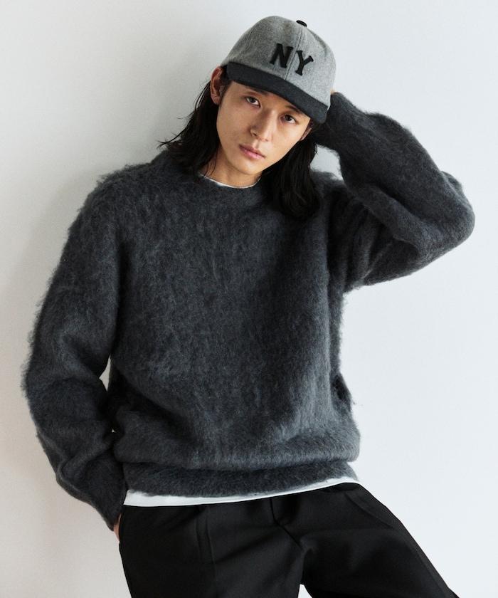 長毛針織圓領套頭衫