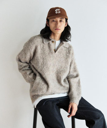 長絨毛針織POLO領毛衣