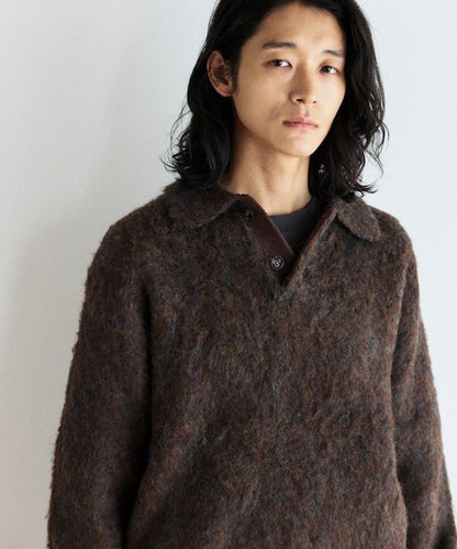 長絨毛針織POLO領毛衣