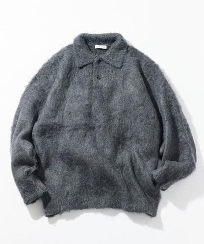 長絨毛針織POLO領毛衣