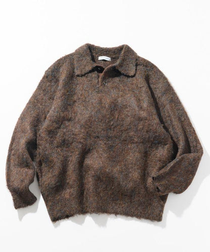 長絨毛針織POLO領毛衣