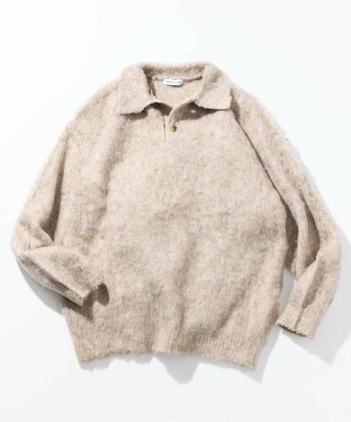 長絨毛針織POLO領毛衣