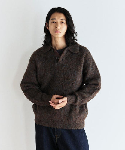 長絨毛針織POLO領毛衣