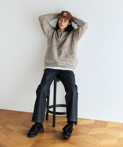 長絨毛針織POLO領毛衣