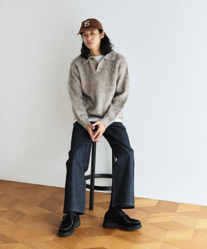 長絨毛針織POLO領毛衣