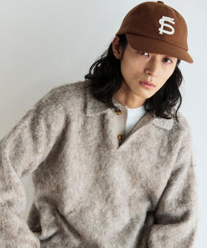 長絨毛針織POLO領毛衣