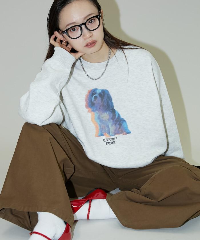 狗狗照片印花加絨衛衣套頭衫