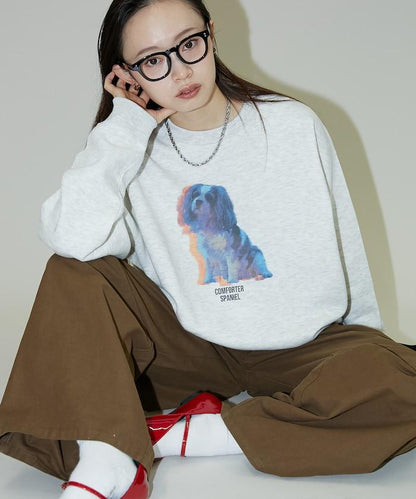 狗狗照片印花加絨衛衣套頭衫