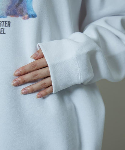 狗狗照片印花加絨衛衣套頭衫