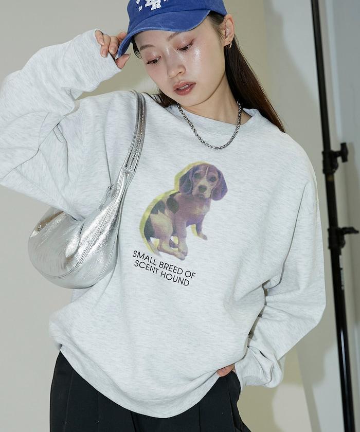 狗狗照片印花加絨衛衣套頭衫