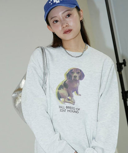 狗狗照片印花加絨衛衣套頭衫