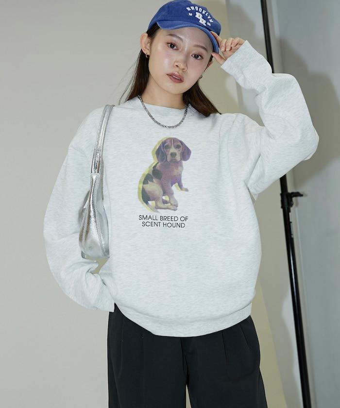 狗狗照片印花加絨衛衣套頭衫