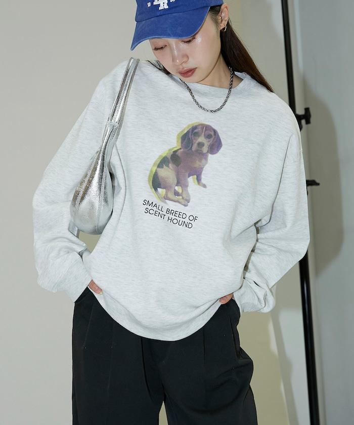 狗狗照片印花加絨衛衣套頭衫