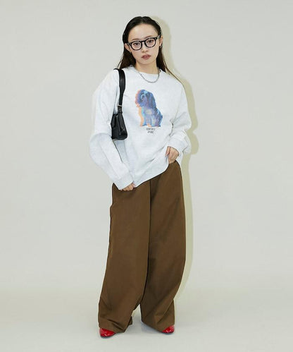 狗狗照片印花加絨衛衣套頭衫