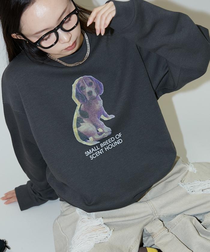 狗狗照片印花加絨衛衣套頭衫