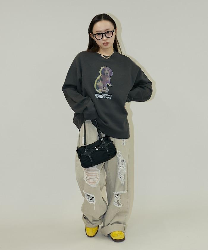 狗狗照片印花加絨衛衣套頭衫