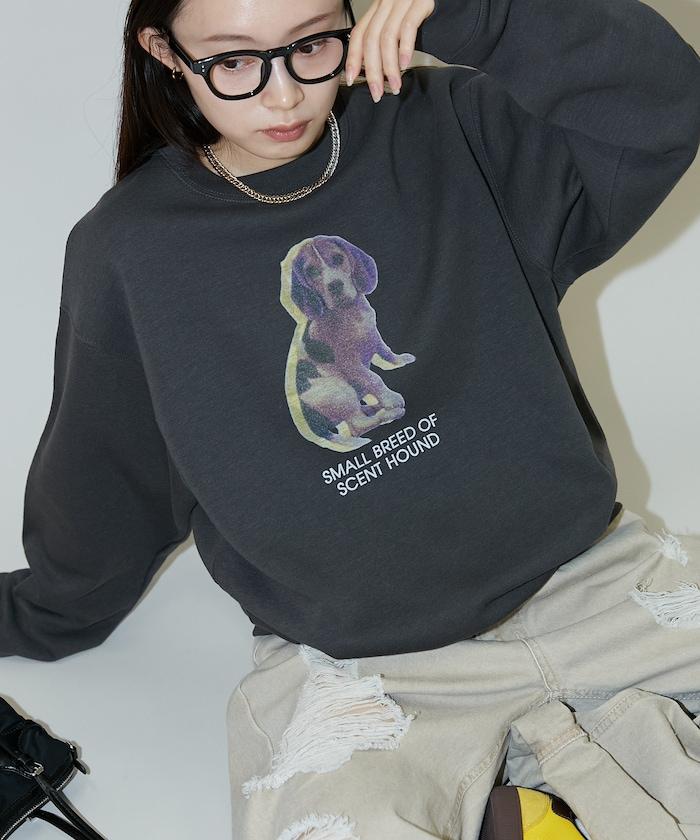 狗狗照片印花加絨衛衣套頭衫