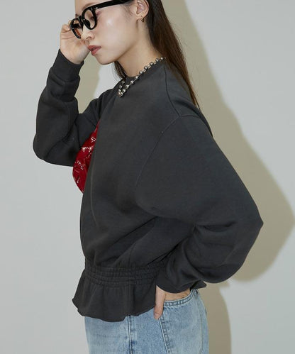 腰部抽繩衛衣套頭衫