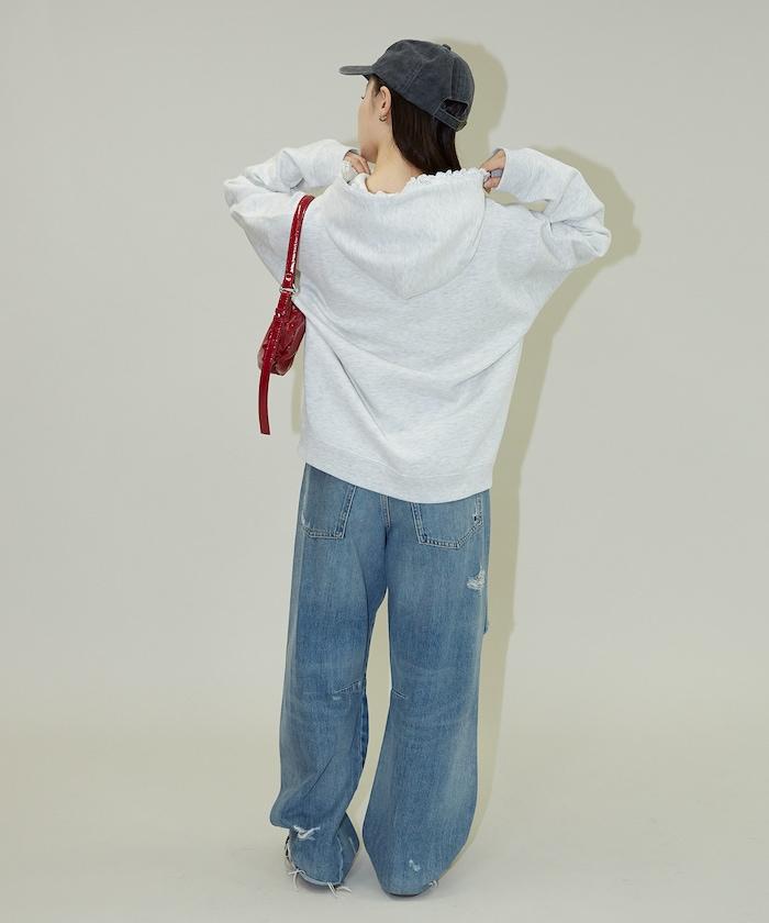 帶蕾絲加絨連帽衛衣