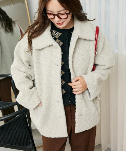 羊羔絨中長款外套