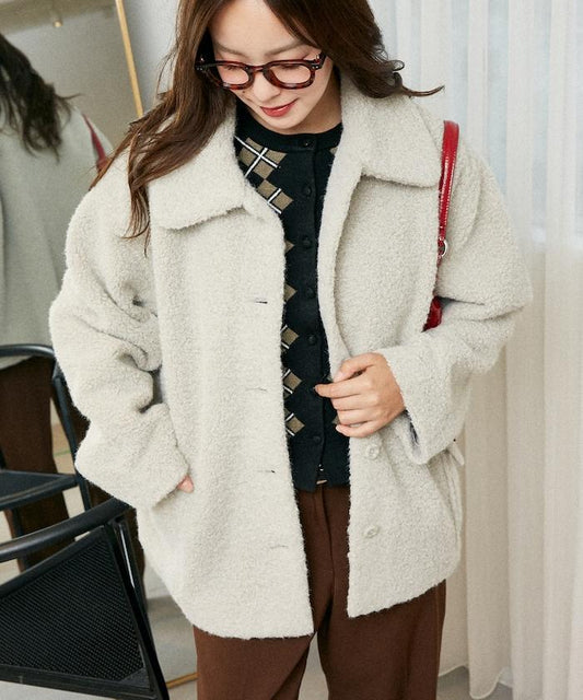 羊羔絨中長款外套