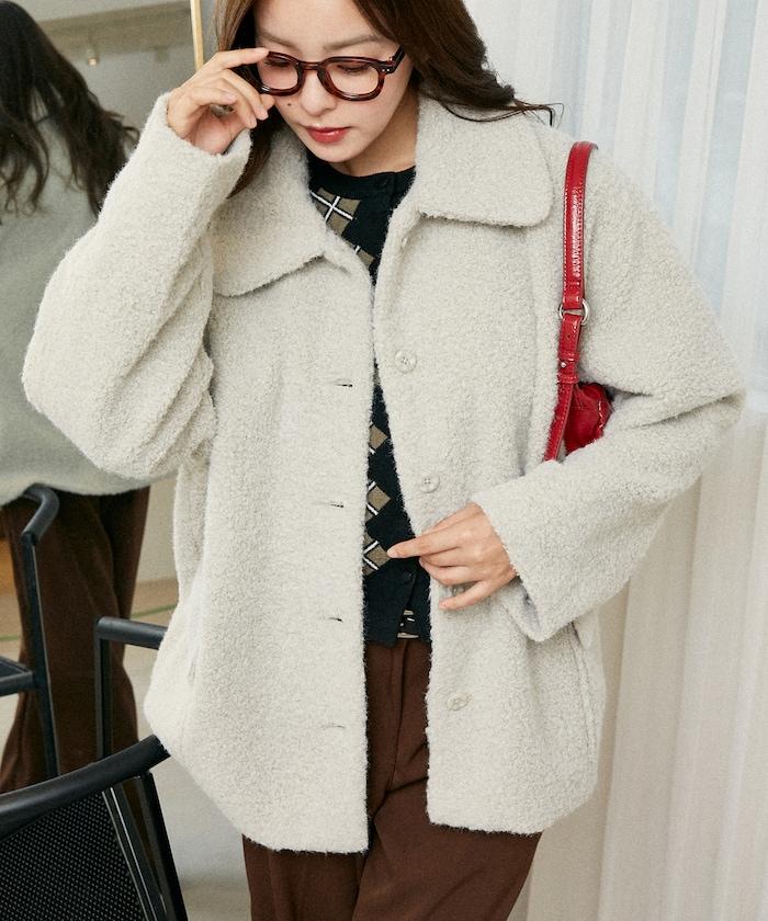 羊羔絨中長款外套