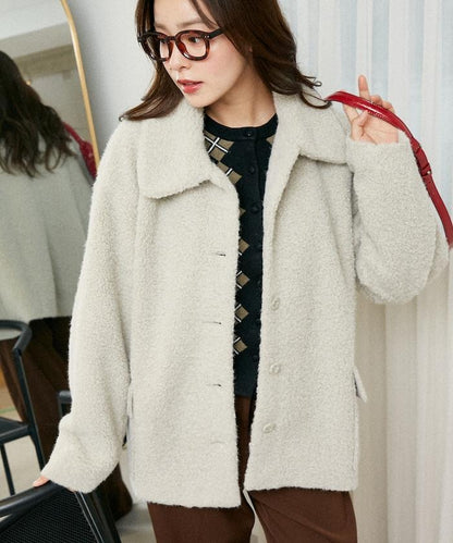 羊羔絨中長款外套