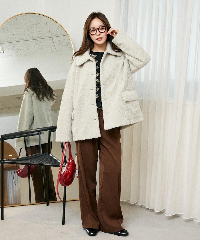 羊羔絨中長款外套