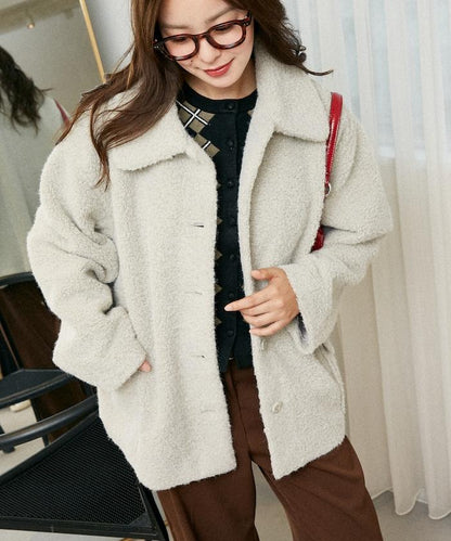 羊羔絨中長款外套
