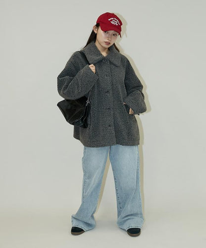 羊羔絨中長款外套