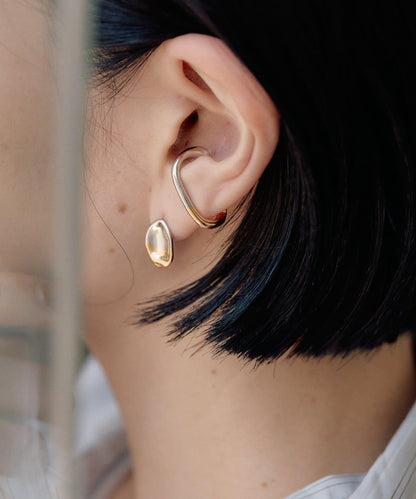 《スターリングシルバー使用》雙色變形圈式耳夾