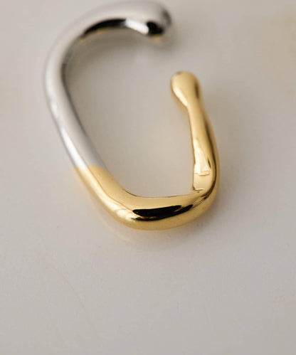 《スターリングシルバー使用》雙色變形圈式耳夾