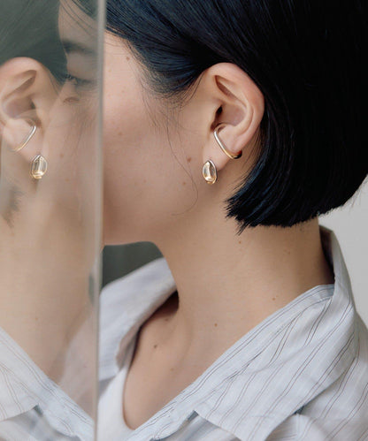 《スターリングシルバー使用》雙色變形圈式耳夾