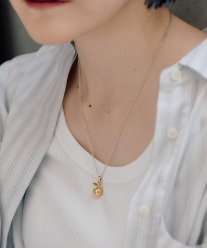 《スターリングシルバー使用》金色蘋果項鍊