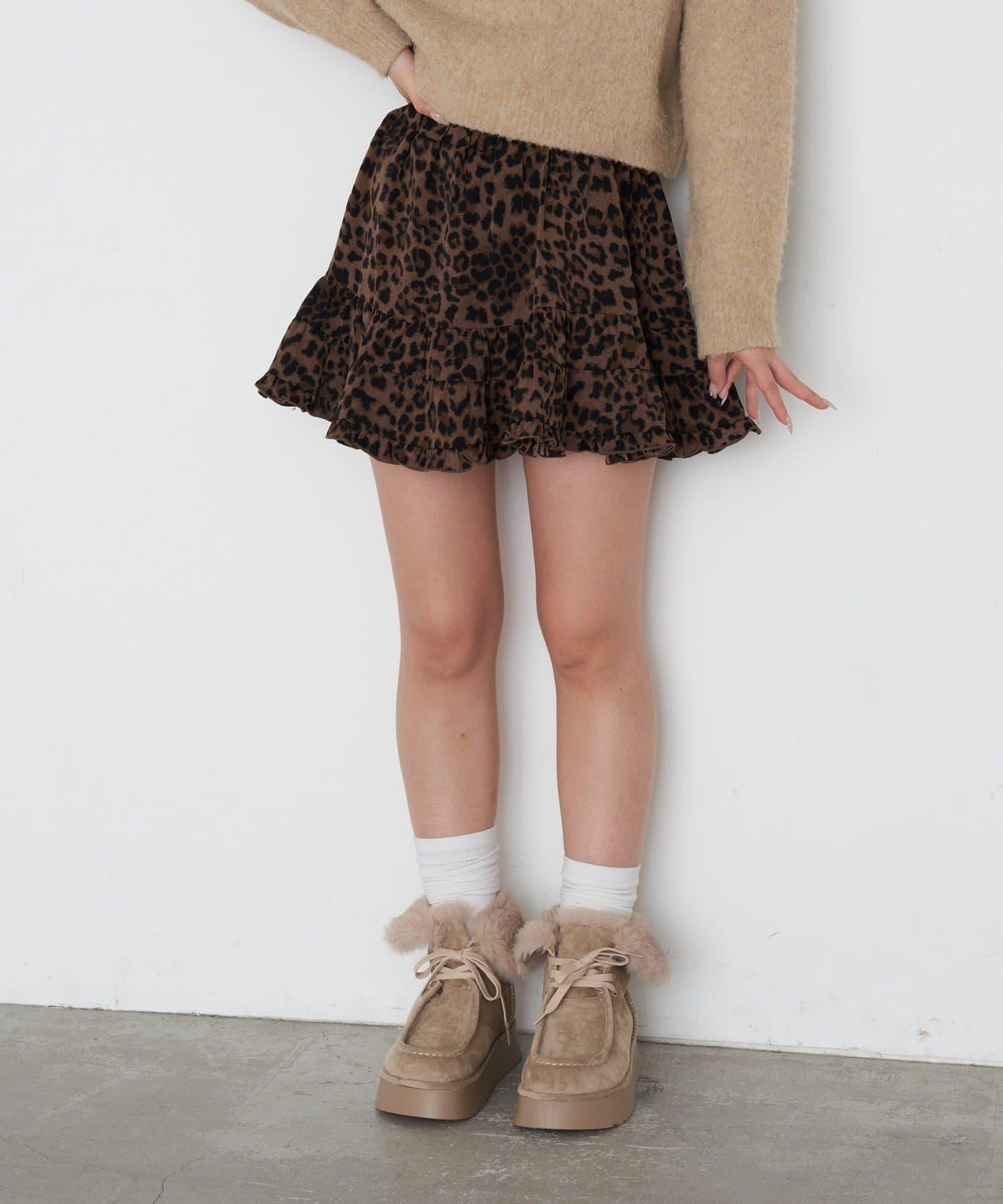 【RAY CASSIN】豹紋層疊迷你裙