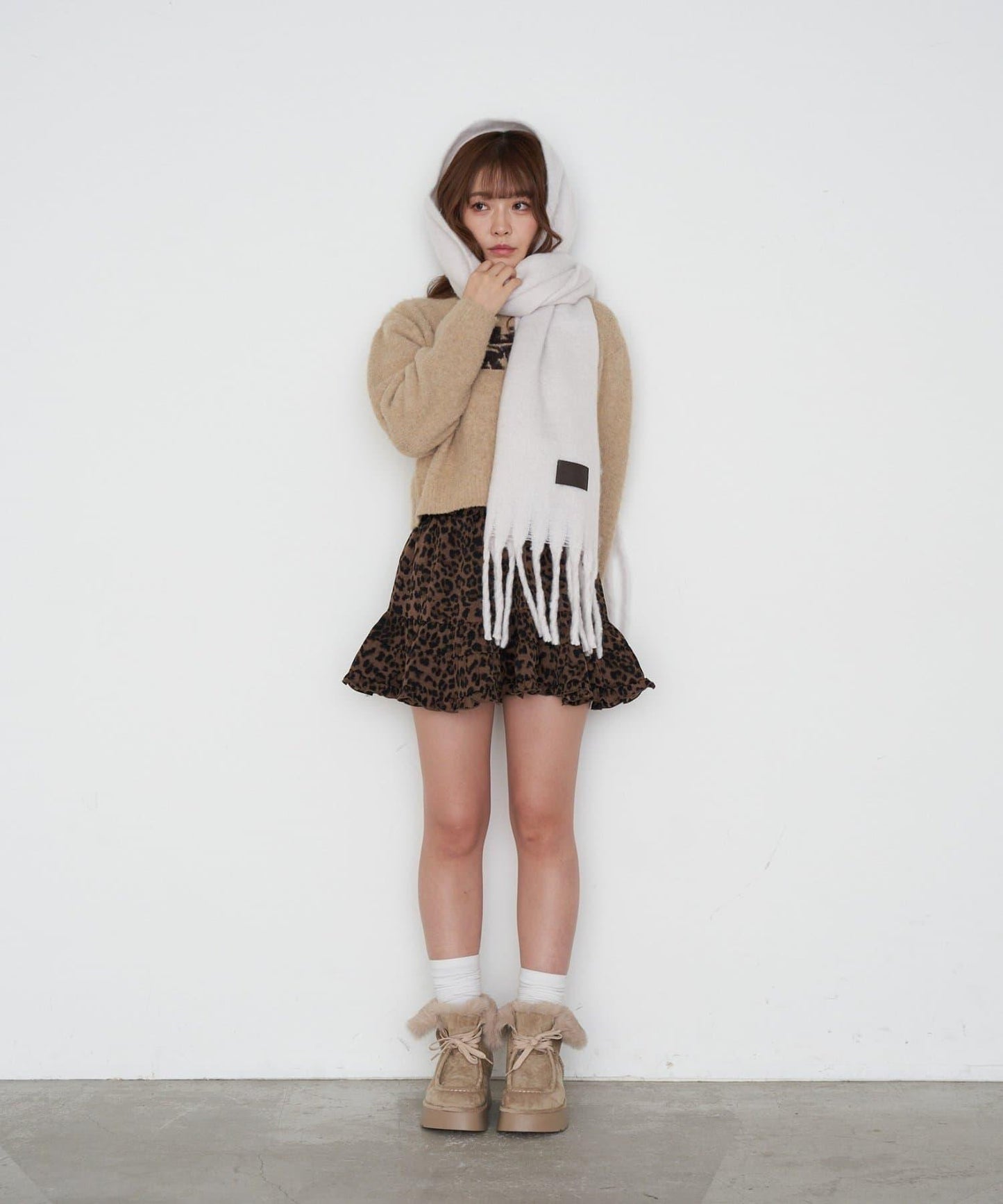 【RAY CASSIN】豹紋層疊迷你裙