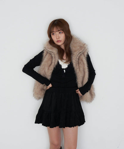 【RAY CASSIN】豹紋層疊迷你裙