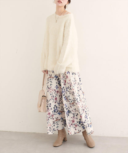【natural couture】花卉印花喇叭裙
