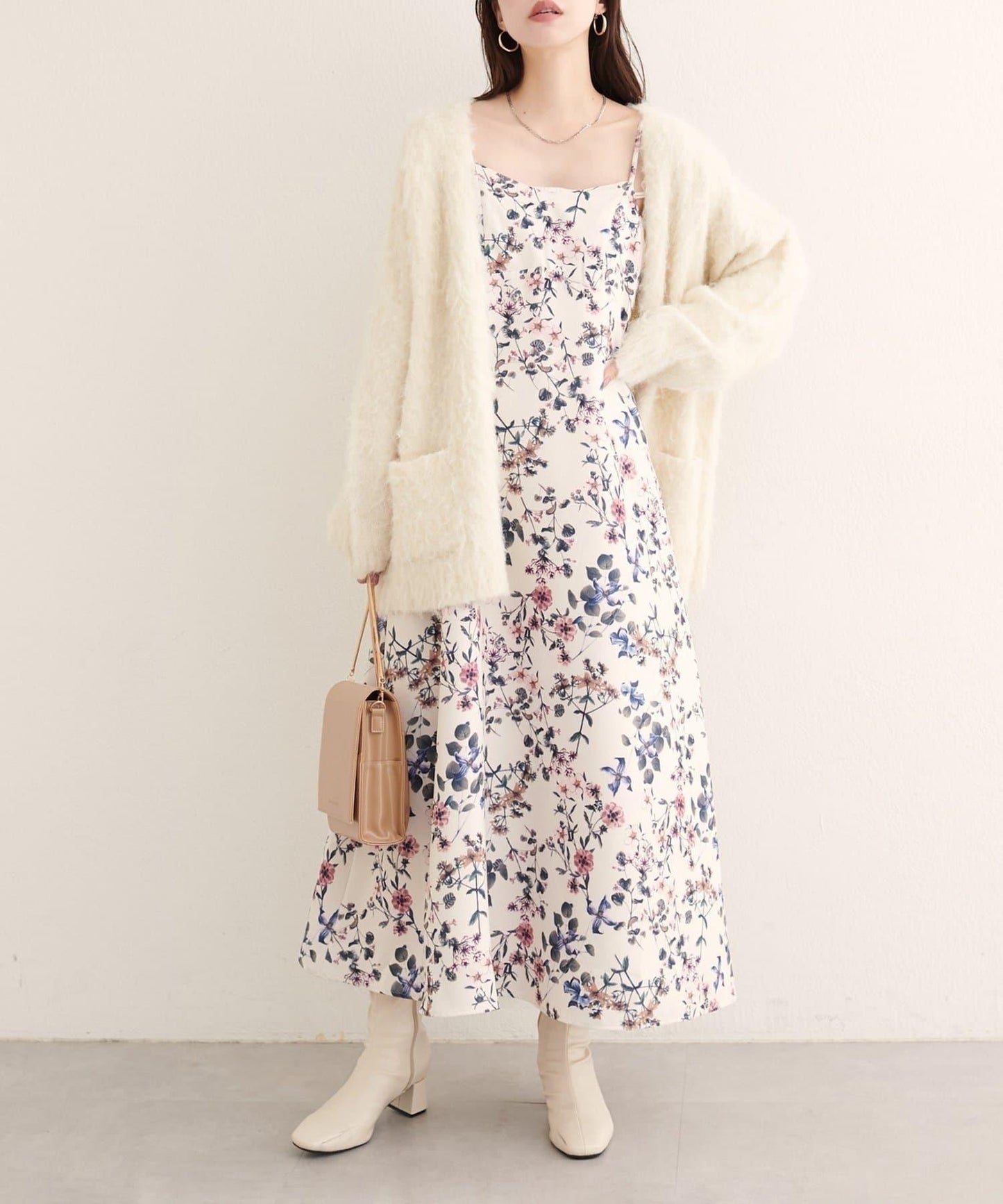 【natural couture】花卉圖案吊帶連衣裙