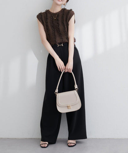 【natural couture】鏤空花紋×網紗無袖針織衫