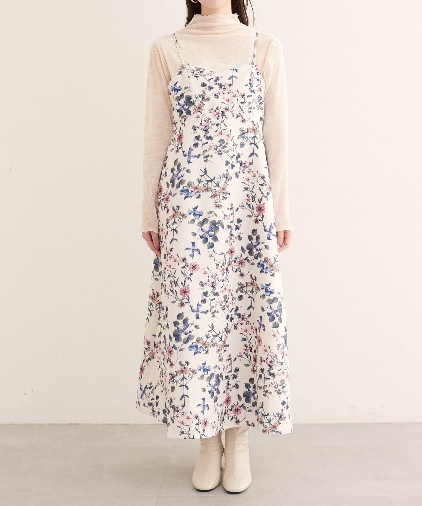 【natural couture】花卉圖案吊帶連衣裙