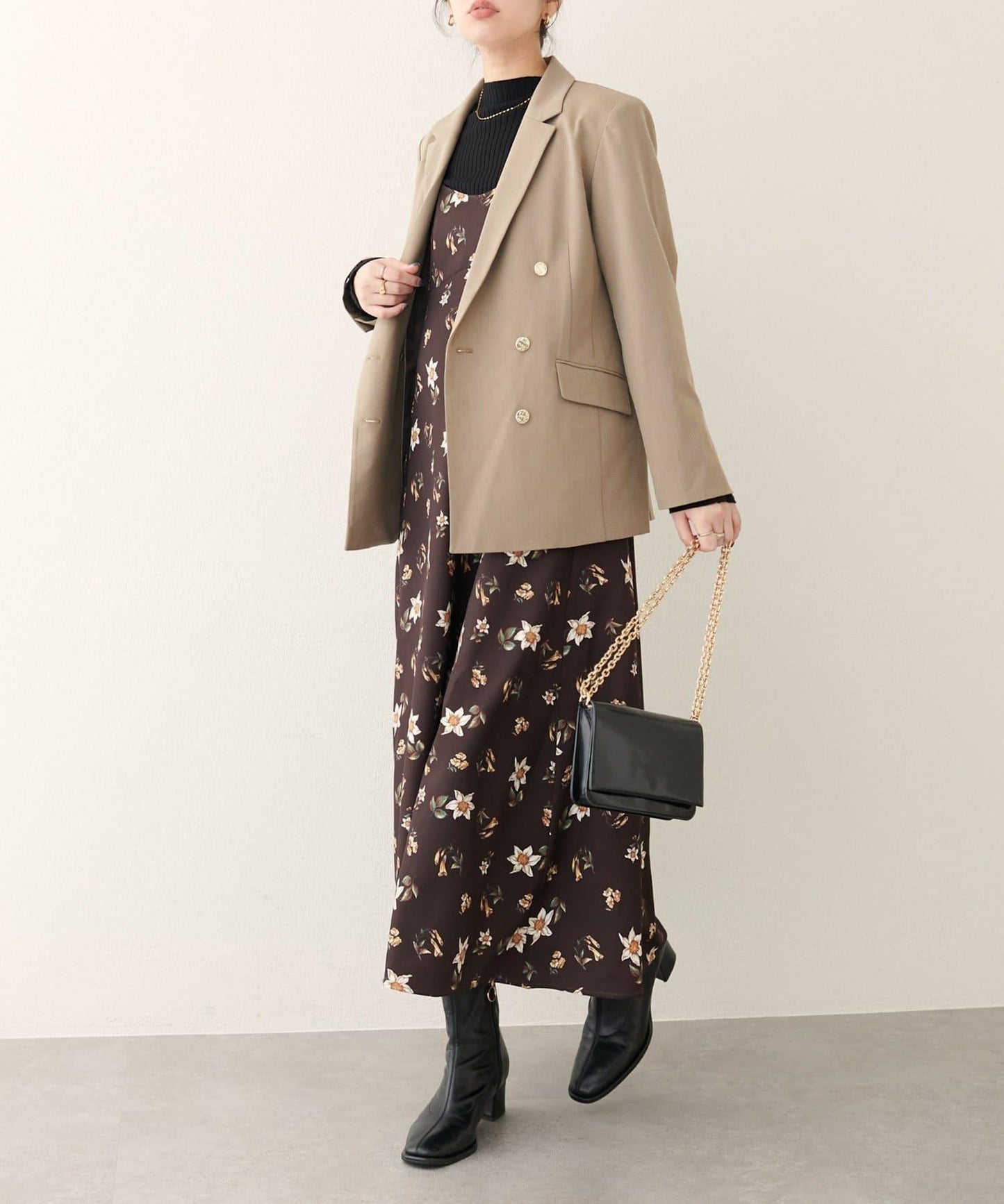 【natural couture】花卉圖案吊帶連衣裙