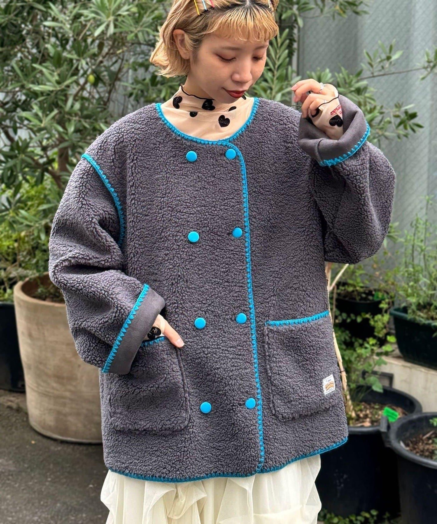 【HELLO.SANFRANCISCO/ハローサンフランシスコ】蛤殼縫線羊羔絨夾克