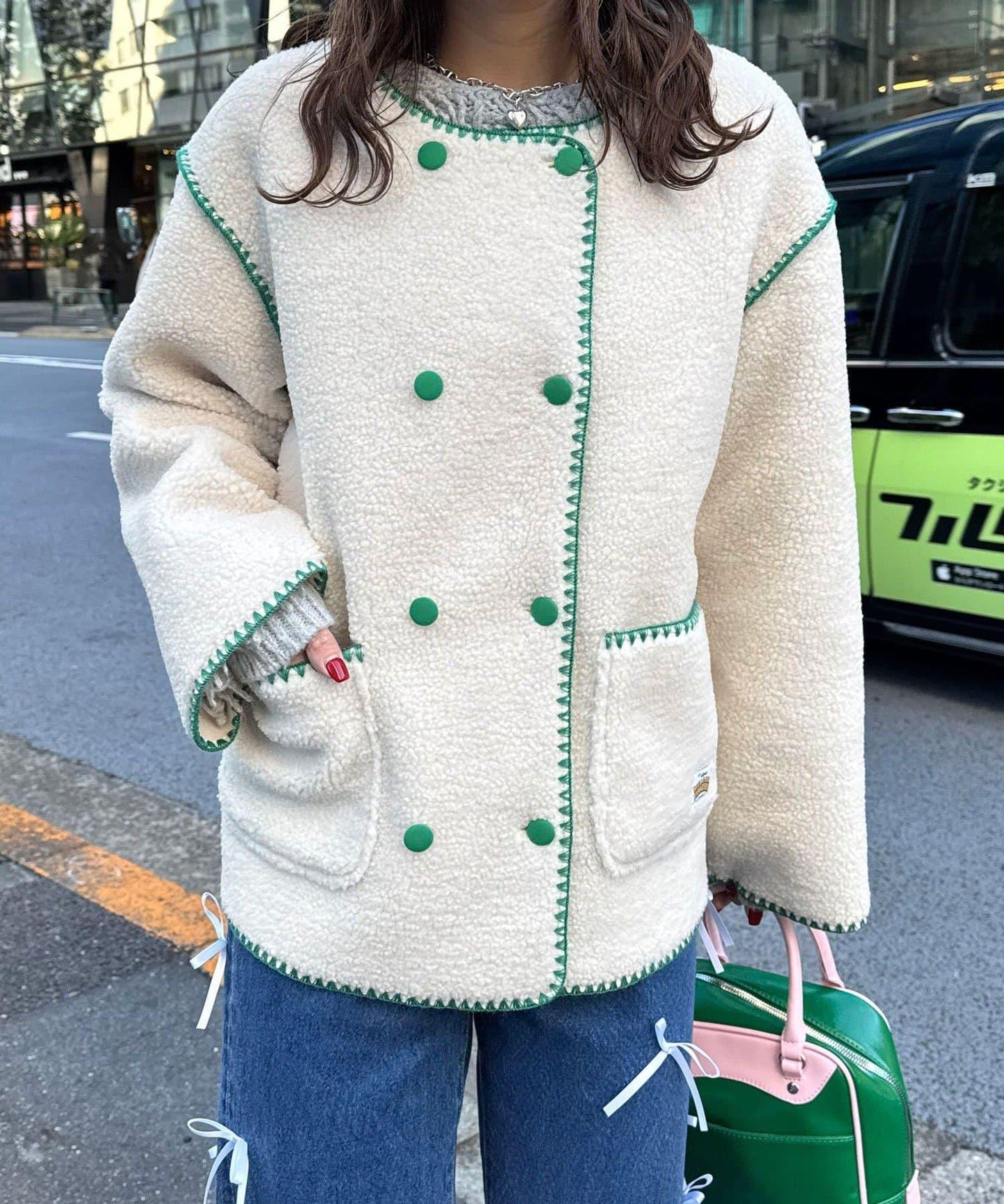 【HELLO.SANFRANCISCO/ハローサンフランシスコ】蛤殼縫線羊羔絨夾克