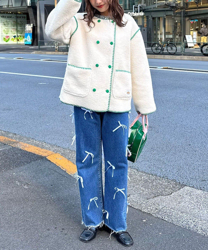 【HELLO.SANFRANCISCO/ハローサンフランシスコ】蛤殼縫線羊羔絨夾克