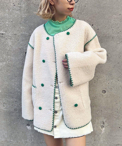 【HELLO.SANFRANCISCO/ハローサンフランシスコ】蛤殼縫線羊羔絨夾克