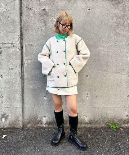 【HELLO.SANFRANCISCO/ハローサンフランシスコ】蛤殼縫線羊羔絨夾克