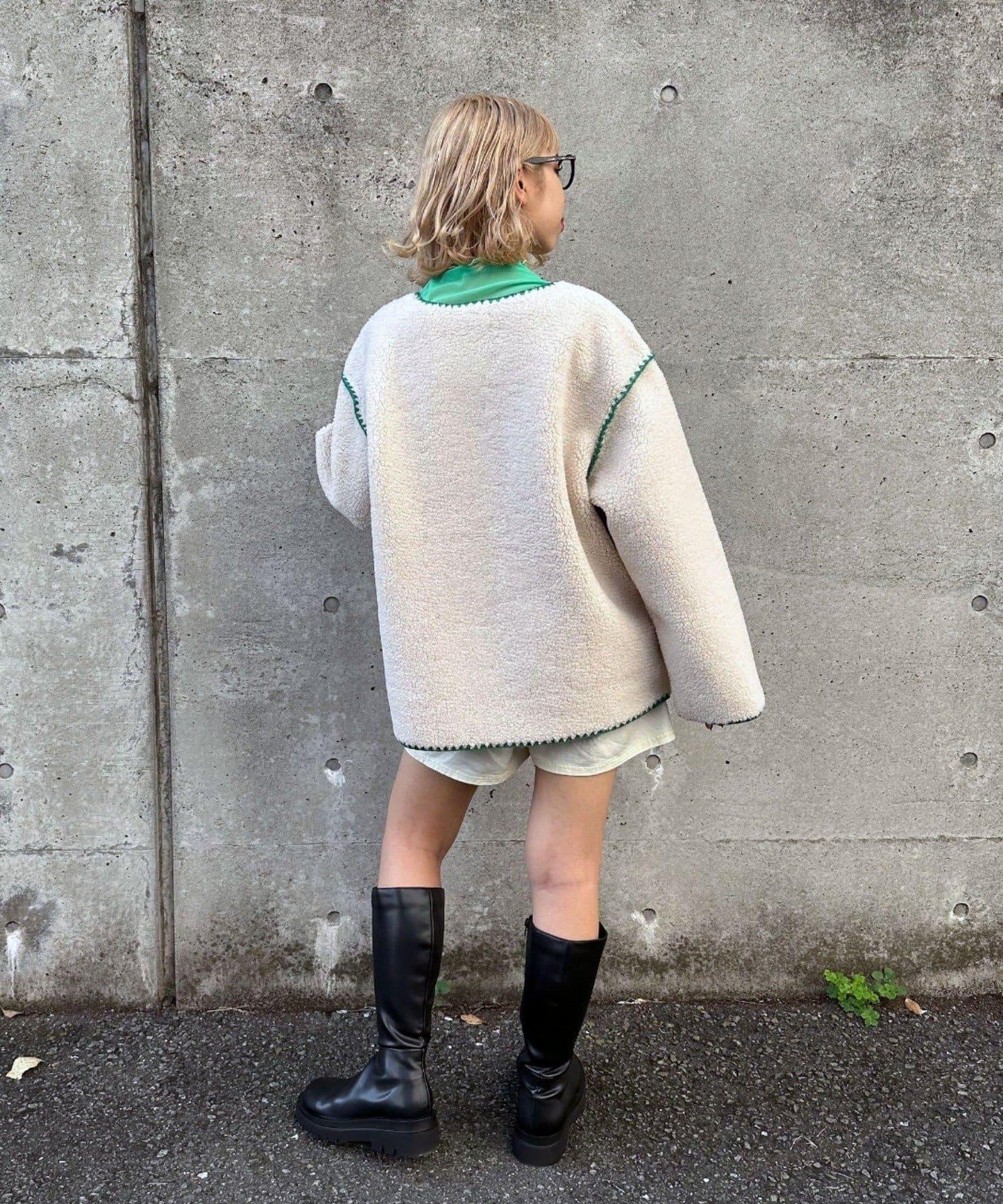 【HELLO.SANFRANCISCO/ハローサンフランシスコ】蛤殼縫線羊羔絨夾克