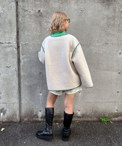 【HELLO.SANFRANCISCO/ハローサンフランシスコ】蛤殼縫線羊羔絨夾克