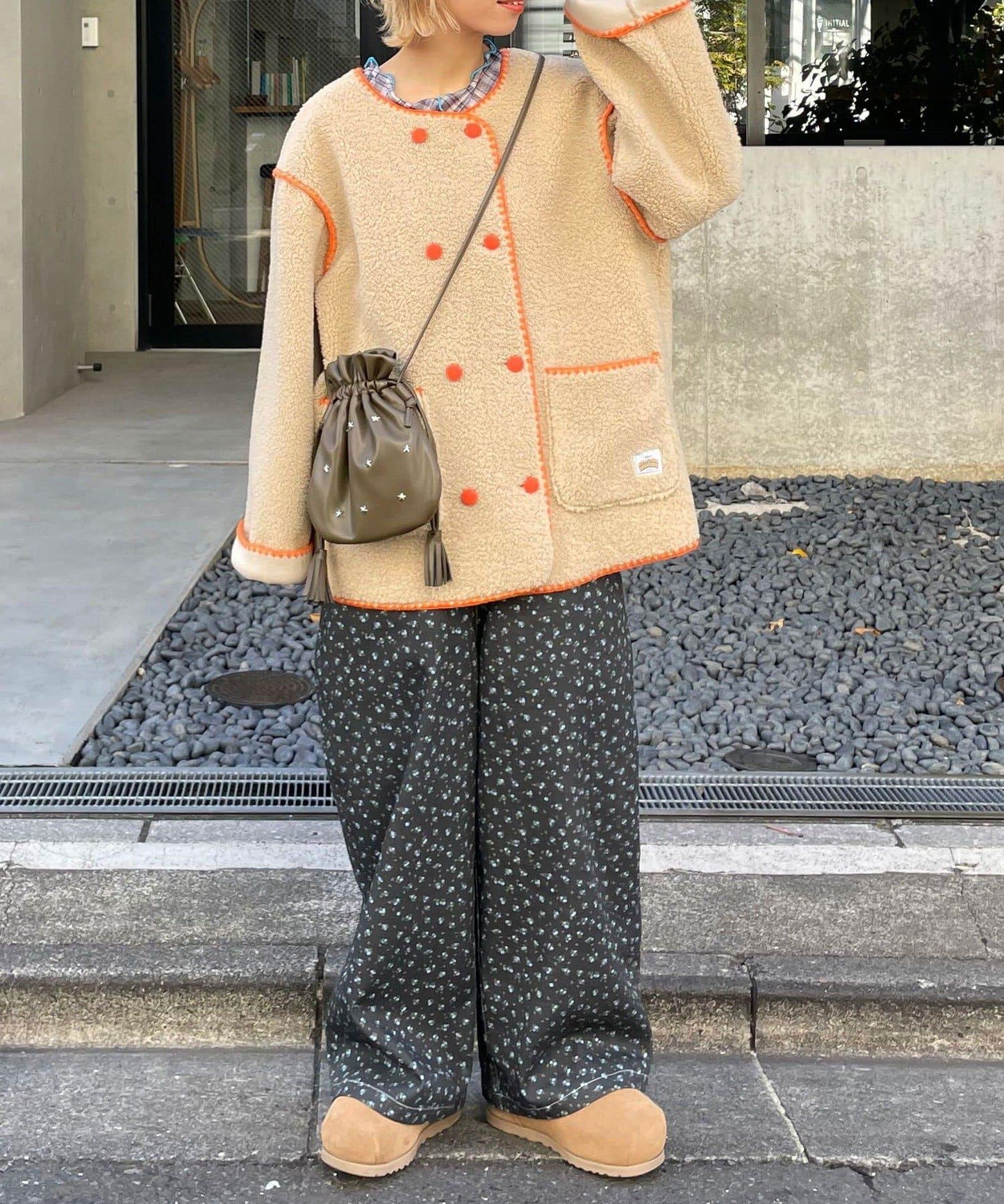 【HELLO.SANFRANCISCO/ハローサンフランシスコ】蛤殼縫線羊羔絨夾克